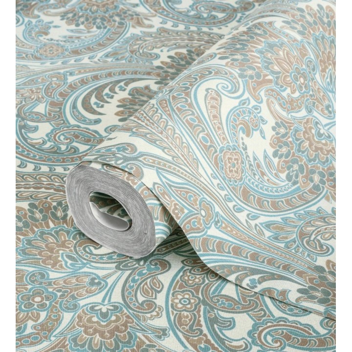 Papel pintado cachemir floral estilo hindú con efecto textura textil - Tamil Etnik 676351