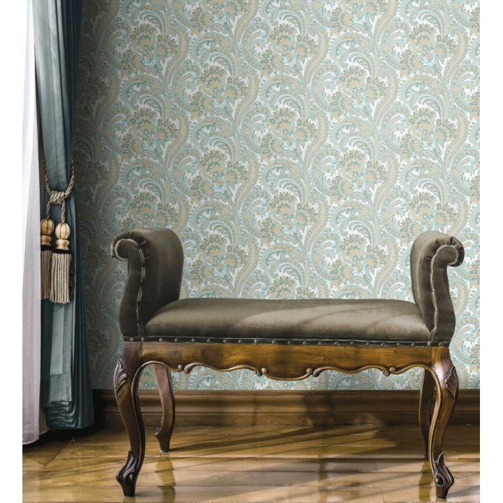 Papel pintado cachemir floral estilo hindú con efecto textura textil - Tamil Etnik 676351