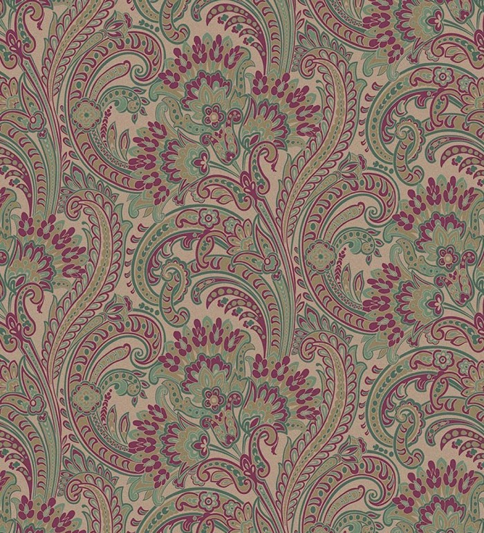 Papel pintado cachemir floral estilo hindú con efecto textura textil - Tamil Etnik 676352