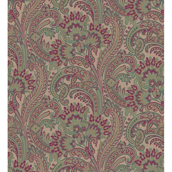 Papel pintado cachemir floral estilo hindú con efecto textura textil - Tamil Etnik 676352