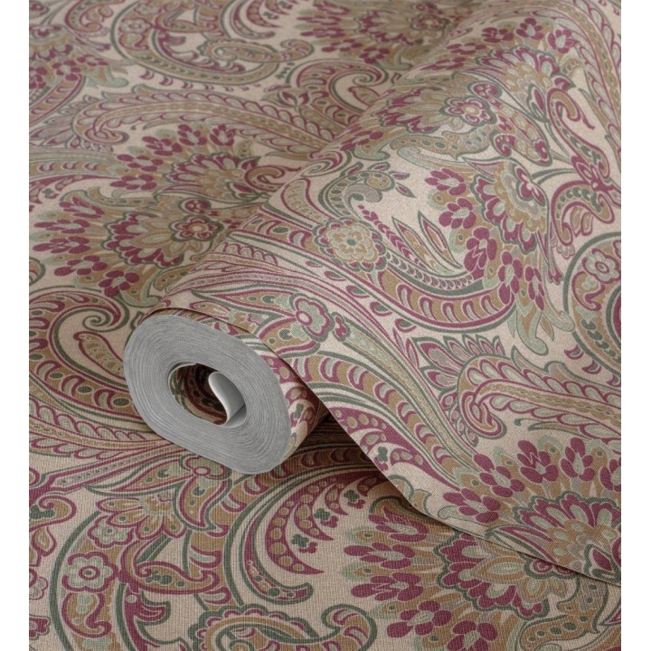 Papel pintado cachemir floral estilo hindú con efecto textura textil - Tamil Etnik 676352