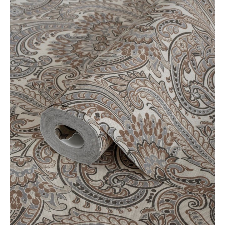 Papel pintado cachemir floral estilo hindú con efecto textura textil - Tamil Etnik 676353