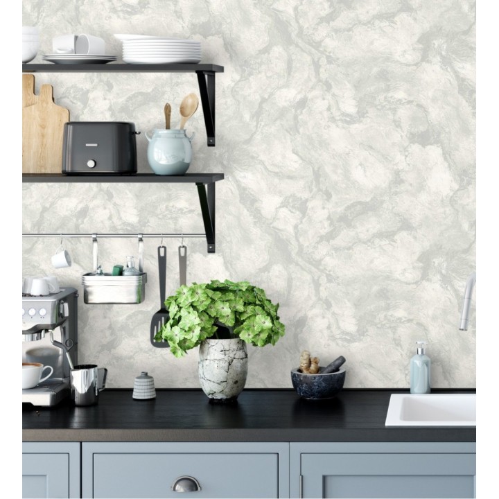 Papel pintado estuco y toques metalizados con relieve - Neptune Stone Texture 676354