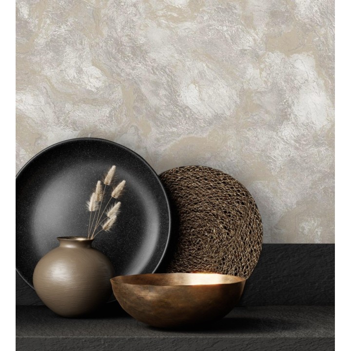 Papel pintado estuco y toques metalizados con relieve - Neptune Stone Texture 676357