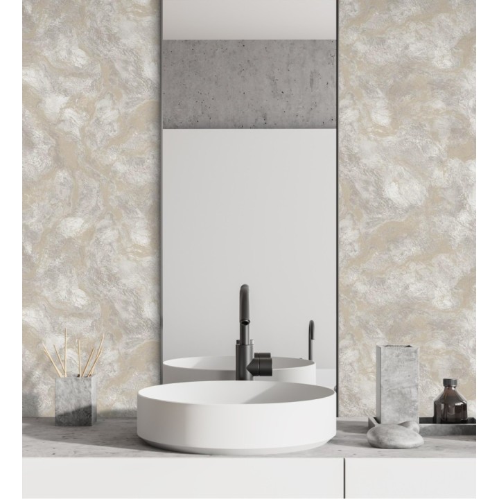 Papel pintado estuco y toques metalizados con relieve - Neptune Stone Texture 676357