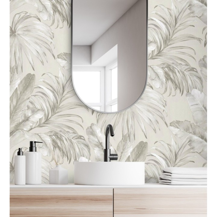 Papel pintado de hojas tropicales con relieve efecto pintura al óleo - Habana Tropical 676366