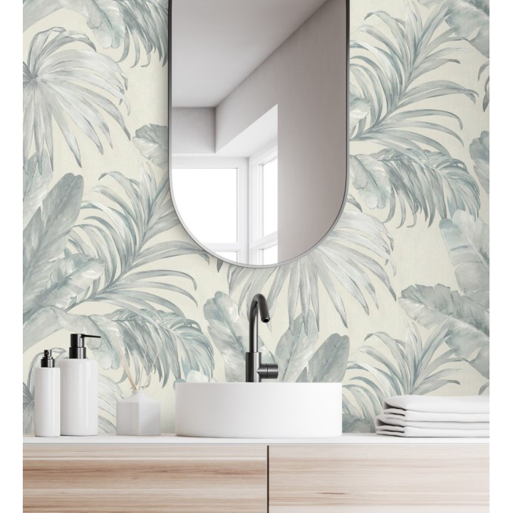 Papel pintado de hojas tropicales con relieve efecto pintura al óleo - Habana Tropical 676367
