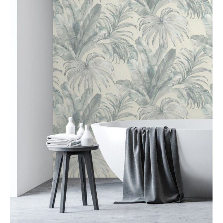 Papel pintado de hojas tropicales con relieve efecto pintura al óleo - Habana Tropical 676367