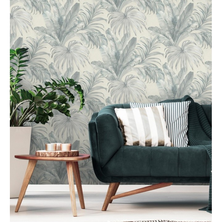 Papel pintado de hojas tropicales con relieve efecto pintura al óleo - Habana Tropical 676367