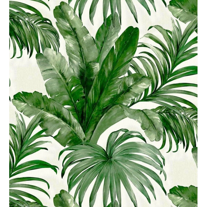 Papel pintado de hojas tropicales con relieve efecto pintura al óleo - Habana Tropical 676369