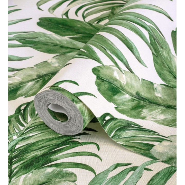 Papel pintado de hojas tropicales con relieve efecto pintura al óleo - Habana Tropical 676369
