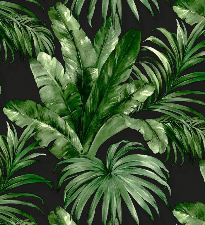 Papel pintado de hojas tropicales con relieve efecto pintura al óleo - Habana Tropical 676370