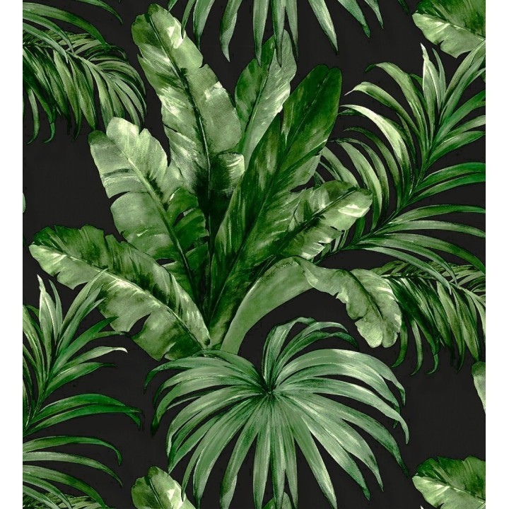 Papel pintado de hojas tropicales con relieve efecto pintura al óleo - Habana Tropical 676370