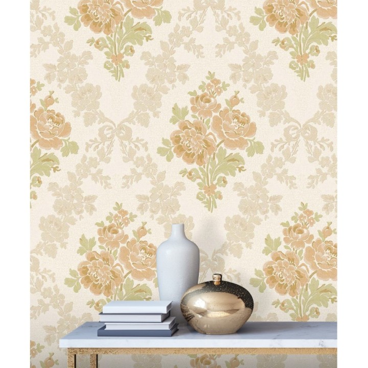 Papel pintado flores barrocas bordadas en relieve - Romanov Gardens 676393