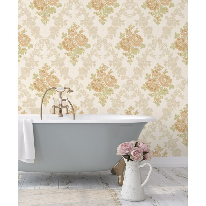 Papel pintado flores barrocas bordadas en relieve - Romanov Gardens 676393