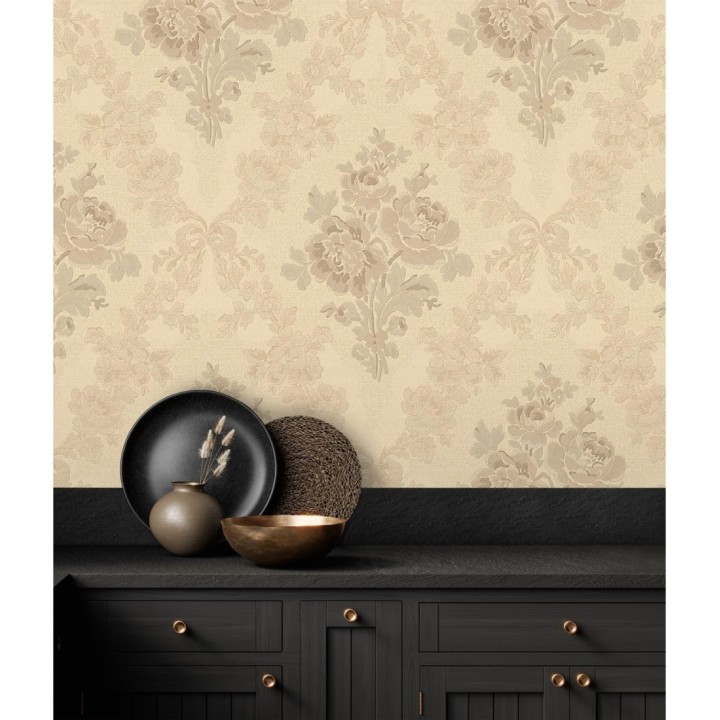 Papel pintado flores barrocas bordadas en relieve - Romanov Gardens 676394