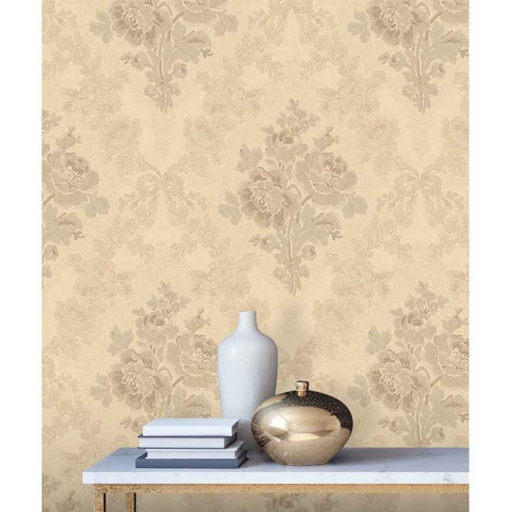 Papel pintado flores barrocas bordadas en relieve - Romanov Gardens 676394
