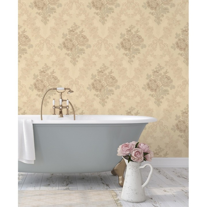 Papel pintado flores barrocas bordadas en relieve - Romanov Gardens 676394