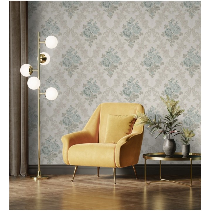 Papel pintado flores barrocas bordadas en relieve - Romanov Gardens 676395