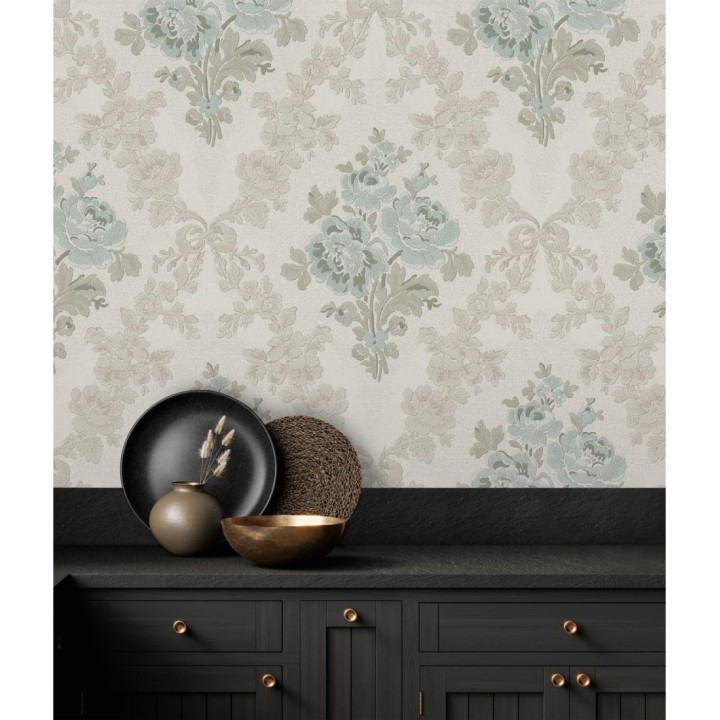 Papel pintado flores barrocas bordadas en relieve - Romanov Gardens 676395