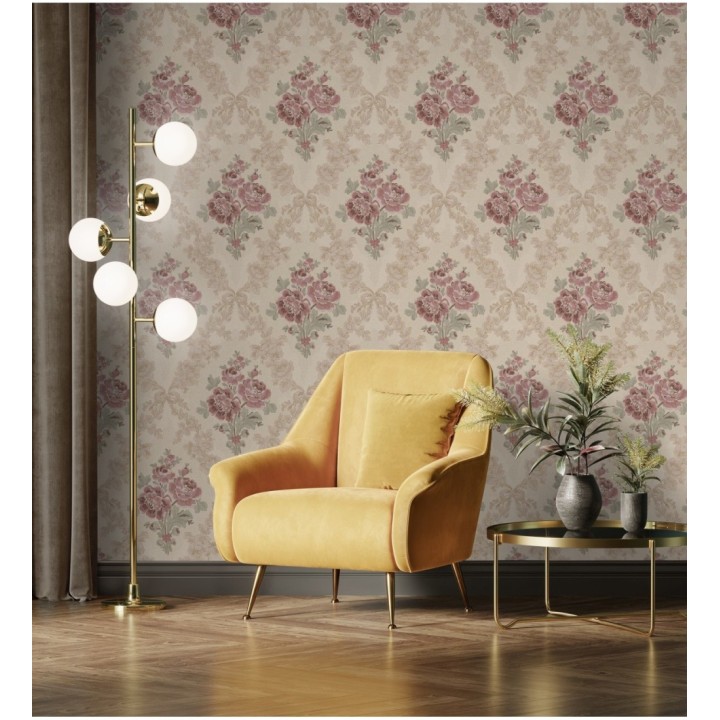 Papel pintado flores barrocas bordadas en relieve - Romanov Gardens 676396