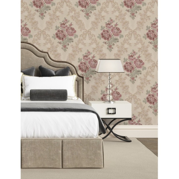 Papel pintado flores barrocas bordadas en relieve - Romanov Gardens 676396