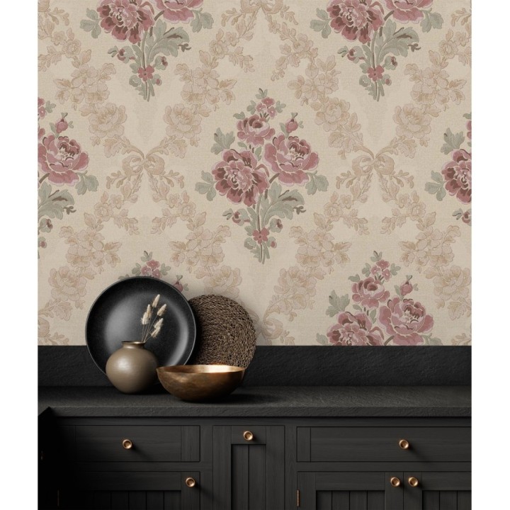 Papel pintado flores barrocas bordadas en relieve - Romanov Gardens 676396