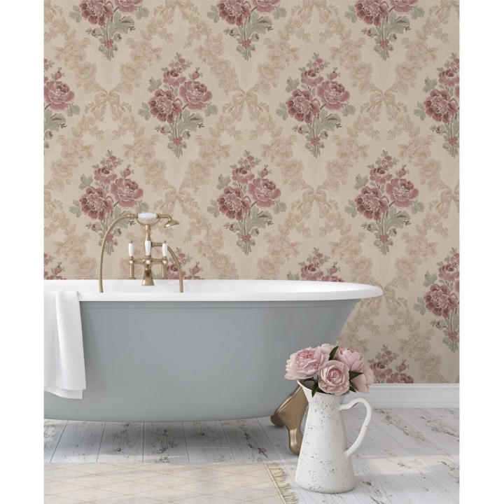 Papel pintado flores barrocas bordadas en relieve - Romanov Gardens 676396