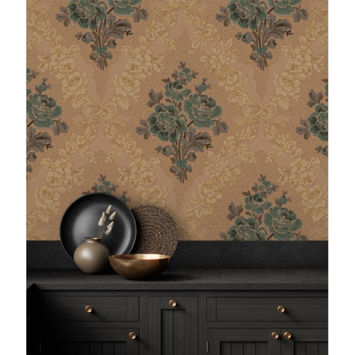 Papel pintado flores barrocas bordadas en relieve - Romanov Gardens 676397