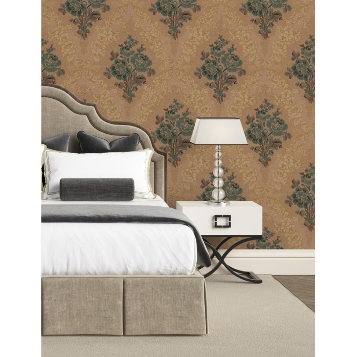 Papel pintado flores barrocas bordadas en relieve - Romanov Gardens 676397