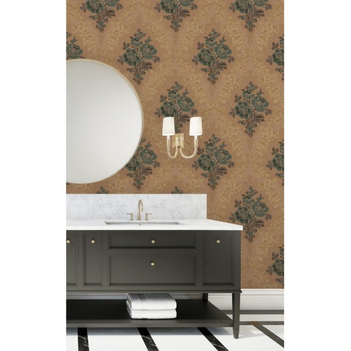 Papel pintado flores barrocas bordadas en relieve - Romanov Gardens 676397