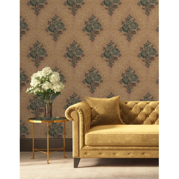 Papel pintado flores barrocas bordadas en relieve - Romanov Gardens 676397