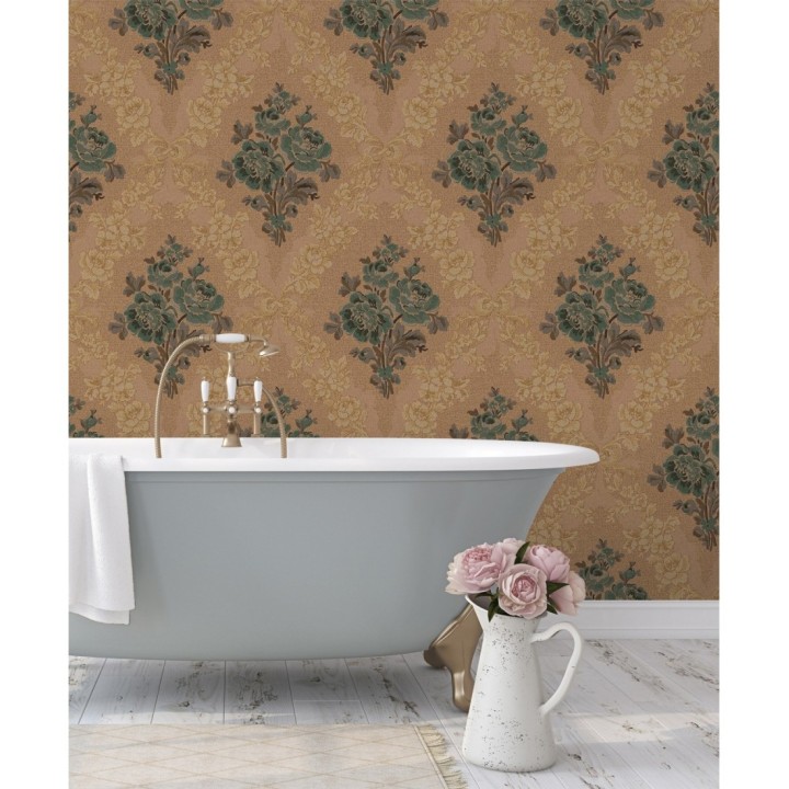 Papel pintado flores barrocas bordadas en relieve - Romanov Gardens 676397