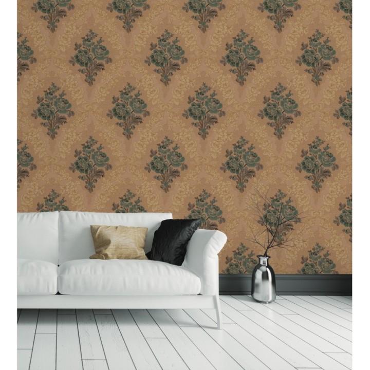 Papel pintado flores barrocas bordadas en relieve - Romanov Gardens 676397