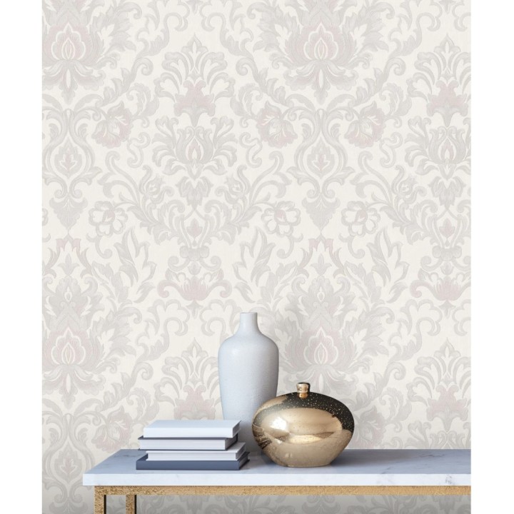 Papel pintado damasco lujoso efecto bordado con relieve - Darinka 676404