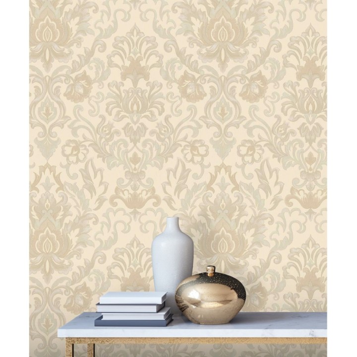 Papel pintado damasco lujoso efecto bordado con relieve - Darinka 676405