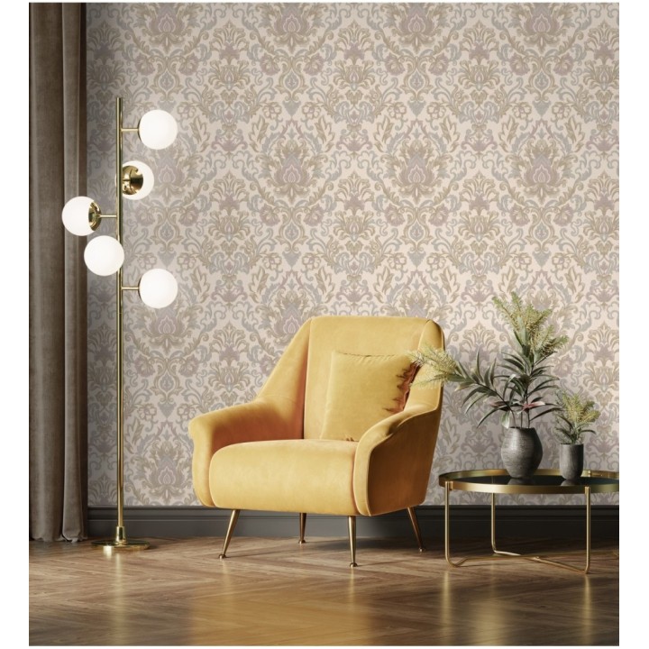 Papel pintado damasco lujoso efecto bordado con relieve - Darinka 676406