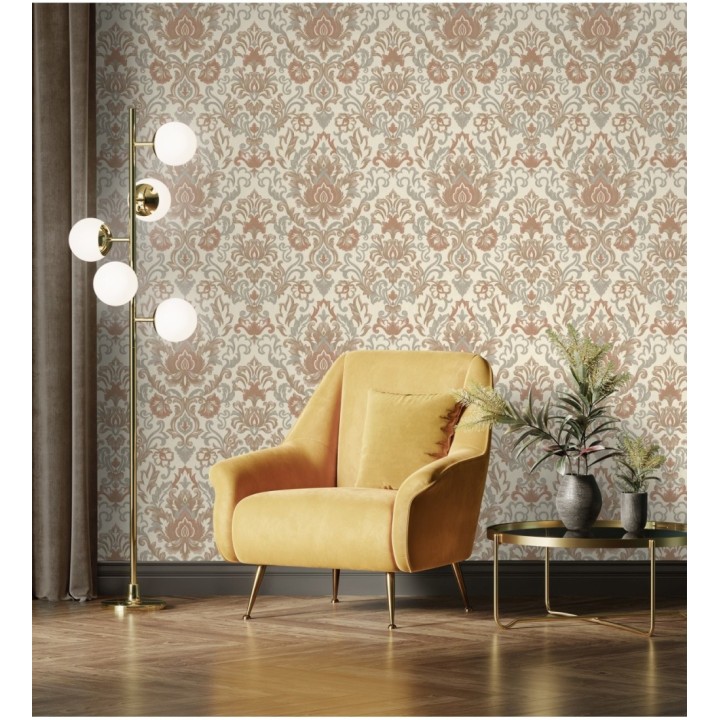 Papel pintado damasco lujoso efecto bordado con relieve - Darinka 676407