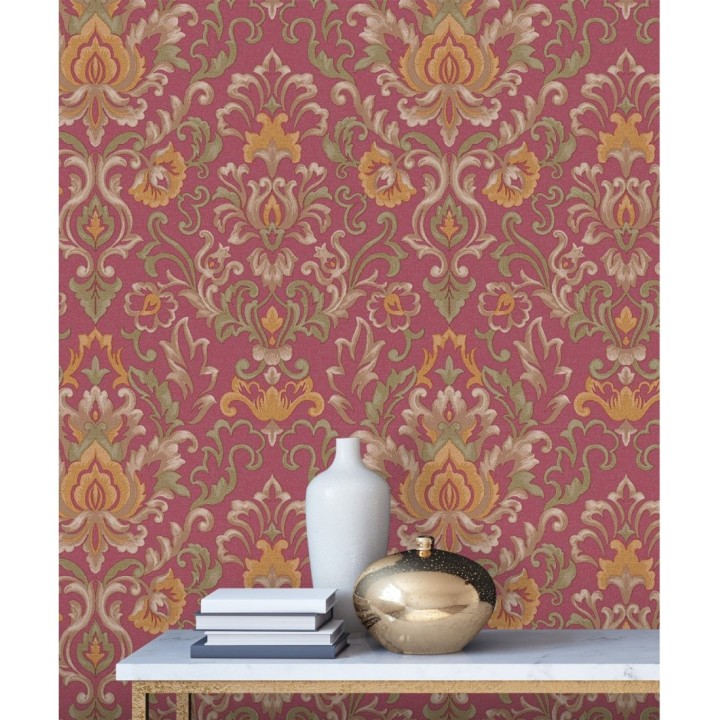 Papel pintado damasco lujoso efecto bordado con relieve - Darinka 676408