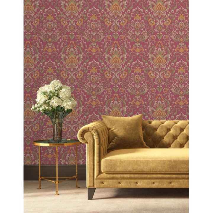 Papel pintado damasco lujoso efecto bordado con relieve - Darinka 676408