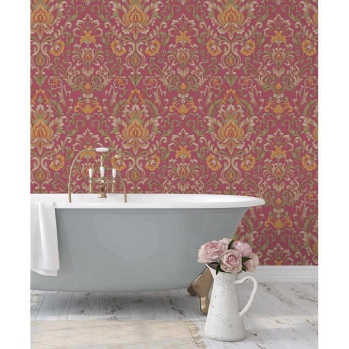 Papel pintado damasco lujoso efecto bordado con relieve - Darinka 676408