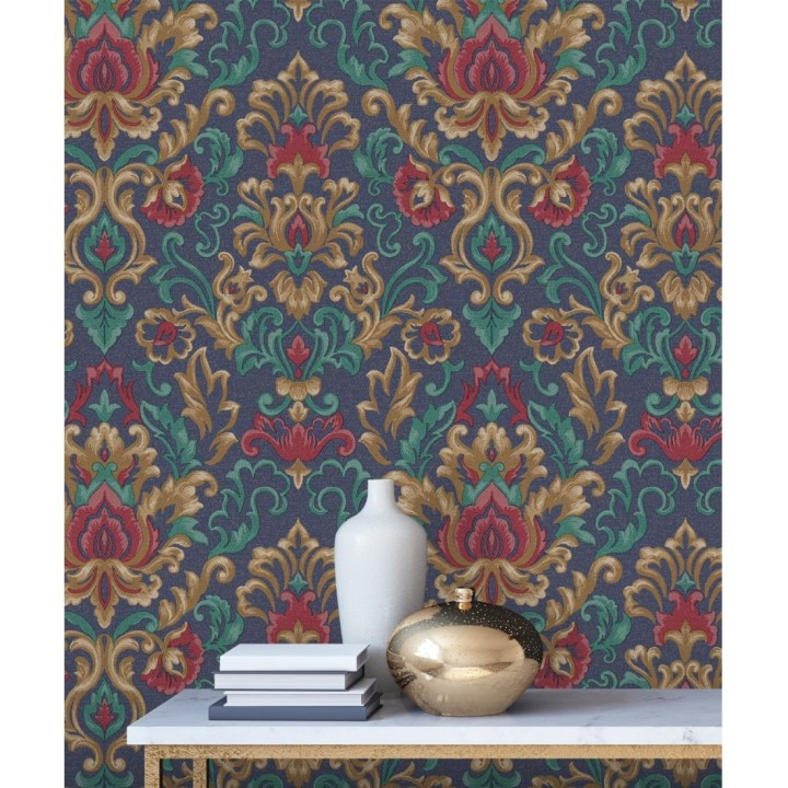 Papel pintado damasco lujoso efecto bordado con relieve - Darinka 676409