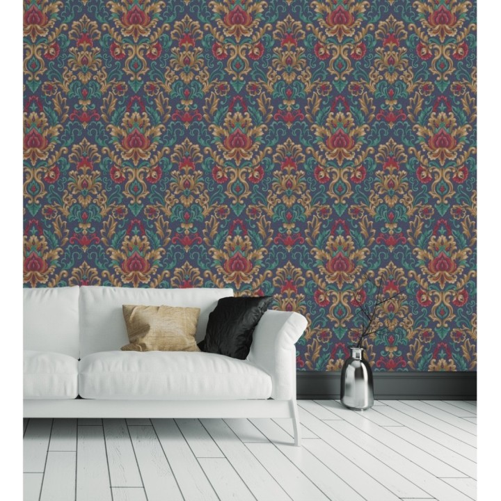 Papel pintado damasco lujoso efecto bordado con relieve - Darinka 676409