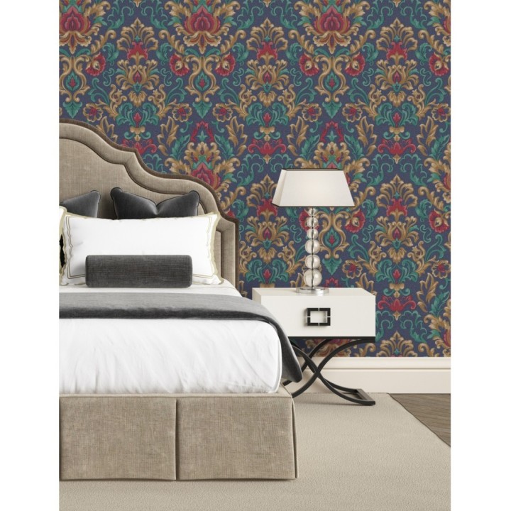 Papel pintado damasco lujoso efecto bordado con relieve - Darinka 676409