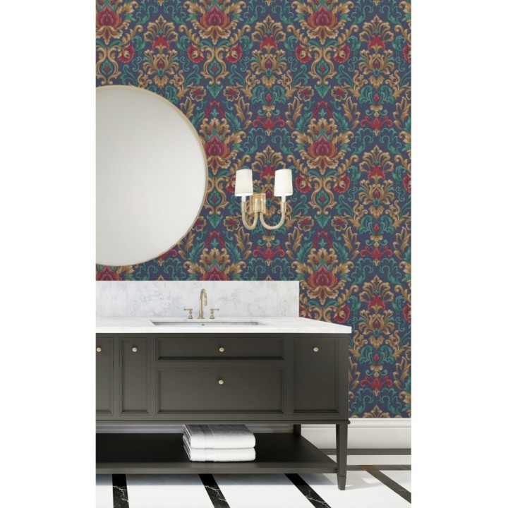 Papel pintado damasco lujoso efecto bordado con relieve - Darinka 676409