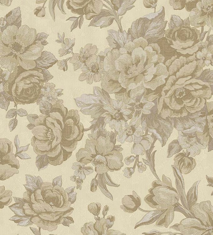 Papel pintado flores románticas barrocas efecto bordado con relieve - Anastasia Garden 676415