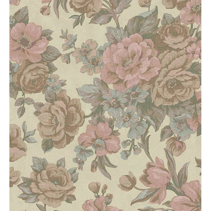 Papel pintado flores románticas barrocas efecto bordado con relieve - Anastasia Garden 676416