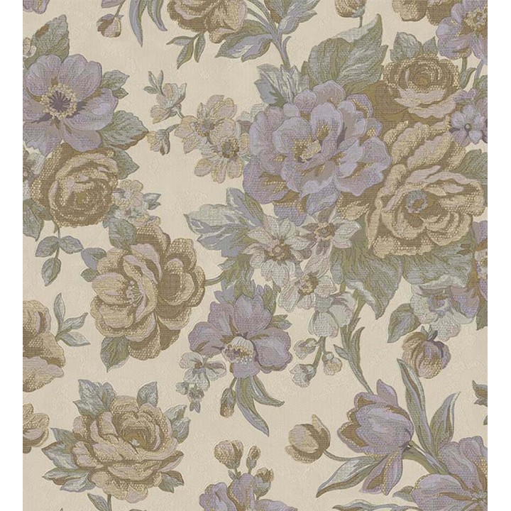 Papel pintado flores románticas barrocas efecto bordado con relieve - Anastasia Garden 676417