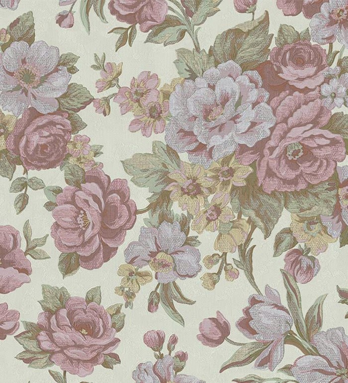 Papel pintado flores románticas barrocas efecto bordado con relieve - Anastasia Garden 676418