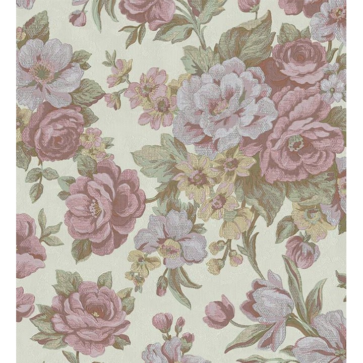 Papel pintado flores románticas barrocas efecto bordado con relieve - Anastasia Garden 676418